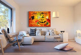 Happy Halloween Kürbis Leinwandbild AK Art Bilder Wanddeko Wandbild Kunstdruck