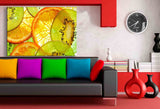 Fruechte Kiwi Orange Scheiben Leinwandbild AK Art Bilder Mehrfarbig Kunstdruck