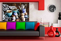 Kaffe & Makaroni Leinwandbild AK Art Bilder Mehrfarbig Wandbild Kunstdruck XXL