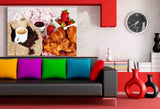Kaffe & Croissant Leinwandbild AK Art Bilder Mehrfarbig Wandbild Kunstdruck XXL