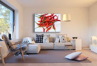 Chilli Rot Grün Leinwandbild AK Art Bilder Mehrfarbig Kunstdruck Wandbild XXL