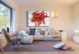 Chilli Rot Grün Leinwandbild AK Art Bilder Mehrfarbig Kunstdruck Wandbild XXL