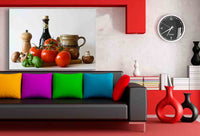 Tomaten Öl Pilze Leinwandbild AK Art Bilder Mehrfarbig Kunstdruck Wandbild XXL