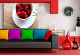 Himbeeren in der Tasse Rot Leinwandbild AK Art Bilder Mehrfarbig Kunstdruck XXL