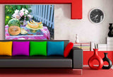 Melonen Tisch Gedeckt Leinwandbild AK Art Bilder Mehrfarbig Kunstdruck Wandbild