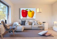 Paprika Gelb Rot Leinwandbild AK Art Bilder Mehrfarbig Kunstdruck Wandbild XXL
