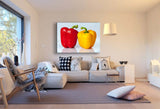 Paprika Gelb Rot Leinwandbild AK Art Bilder Mehrfarbig Kunstdruck Wandbild XXL