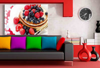 Pfannkuchen Früchte Beeren Leinwandbild AK Art Bilder Mehrfarbig Kunstdruck XXL