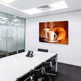 Croissant Kaffe Heiß Leinwandbild AK Art Bilder Mehrfarbig Kunstdruck Wandbild