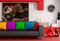 Becher Kaffe Bohnen Leinwandbild AK Art Bilder Mehrfarbig Kunstdruck Wandbild