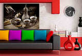 Kaffe Leinwandbild AK Art Bilder Mehrfarbig Kunstdruck XXL Wandbild Wanddeko