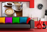 Kaffe Tasse Herz Leinwandbild AK Art Bilder Mehrfarbig Kunstdruck XXL Wandbild