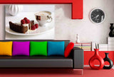 Kuchen Cappuccino Himbeeren Leinwandbild AK Art Bilder Mehrfarbig Kunstdruck XXL