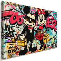 TOGETHER RICH – Pop-Art Leinwandbild im Mickey-Stil für Power-Couples | AK ART