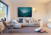 Berge Tal Blau Leinwandbild AK Art Bilder Mehrfarbig Kunstdruck XXL Kunstdruck