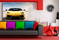 Lamborghini Gelb Auto Leinwandbild AK ART Kunstdruck Mehrfarbig Wandbild Wanddeko XXL