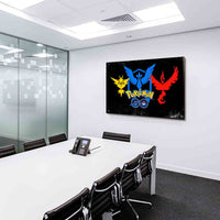 Pokemon GO Team Gelb Blau Rot Leinwandbild AK ART Kunstdruck Wandbild Wanddeko