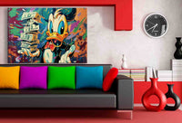Donald Duck Streetart Leinwandbild – Pop-Art Geldmotiv in knalligen Farben | AK ART