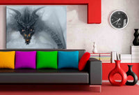 Skyrim Alduin Dragon Leinwandbild AK ART Kunstdruck Wandbild Wanddeko Mehrfarbig