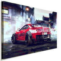 Toyota Supra – Roter Tuning-Traum als Kunstdruck | Breiter Bodykit, City-Vibes & Racing-Look von AK ART