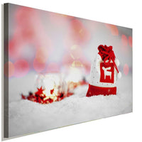 Weihnachten Roter Beutel Geschenk Rentier Leinwandbild AK ART Wanddeko TOP XXL