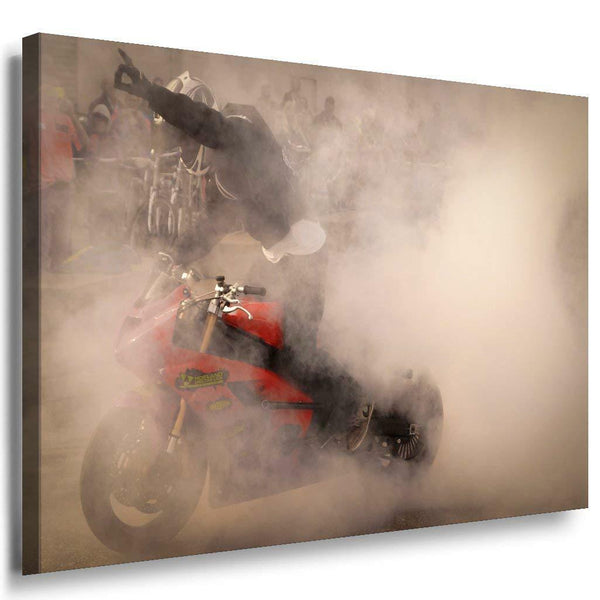 Motorcycle Burnout Leinwandbild LaraArt Bilder Mehrfarbig Wandbild TOP XXL BIKE