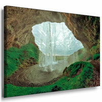 Wasserfall Hohle Leinwandbild AK Art Bilder Mehrfarbig Kunstdruck XXL Wandbild