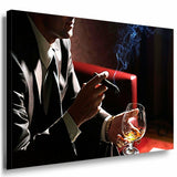Mann mit Whisky und Zigarre Leinwandbild AK Art Bilder Mehrfarbig Wandbild TOP