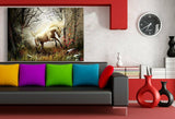 Einhorn Abstrakt Leinwandbild AK Art Bilder Mehrfarbig Wandbild Kunstdruck XXL 1