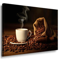 Kaffe Kaffebohnen Tasse Leinwandbild AK Art Bilder Mehrfarbig Kunstdruck TOP XXL 1