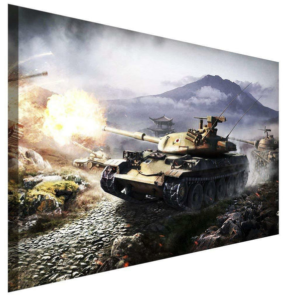 Panzerschlacht Leinwandbild AK Art Bilder Wanddeko Wandbild Premium Kunstdruck