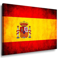 Flagge Spanien Leinwandbild AK Art Bilder Mehrfarbig Kunstdruck Wandbild TOP XXL