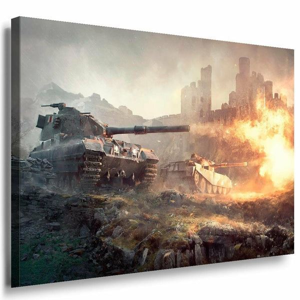 Panzer Schlacht Game Leinwandbild AK Art Bilder Leinwand Bild Mehrfarb