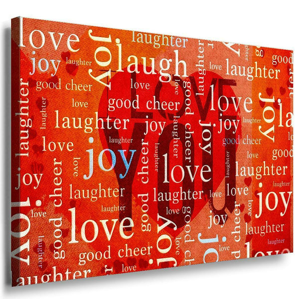 Zitat Joy Love Laugh Leinwandbild AK Art Bilder Mehrfarbig Kunstdruck Wandbild