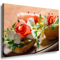 Essen Broetchen Schinken Leinwandbild AK Art Bilder Mehrfarbig Kunstdruck XXL