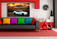 Tesla Auto AK ART Leinwandbild Mehrfarbig Kunstdruck Wandbild Wanddeko TOP XXL