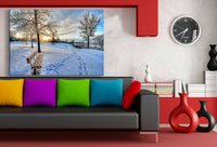 Winter Park Leinwandbild AK Art Bilder Mehrfarbig Wandbild Kunstdruck Wanddeko