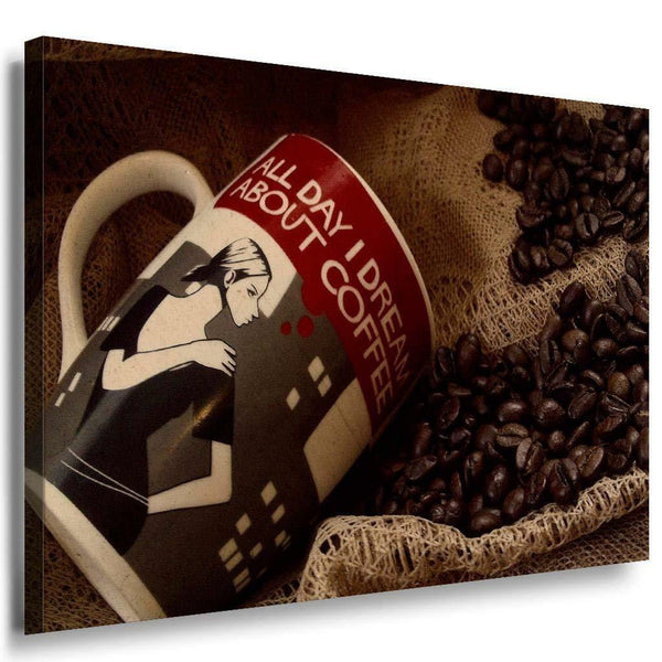 Becher Kaffe Bohnen Leinwandbild AK Art Bilder Mehrfarbig Kunstdruck Wandbild
