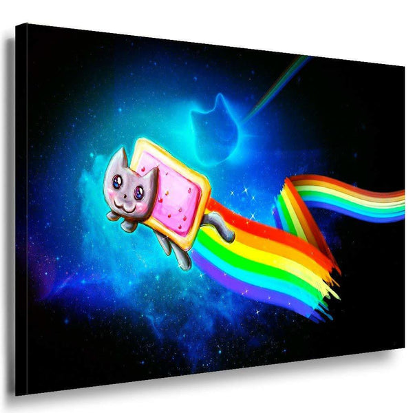Rainbow Cat Leinwandbild AK Art Bilder Mehrfarbig Wandbild Made in Germany TOP
