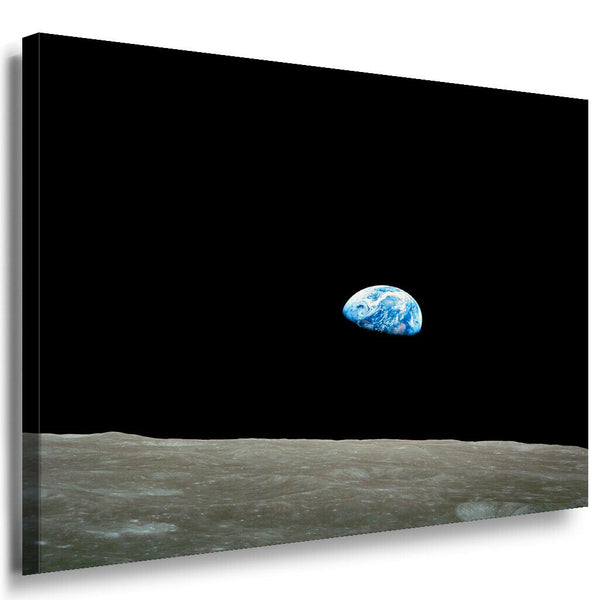 Mond Aussicht auf Erde Leinwandbild AK Art Bilder Mehrfarbig Kunstdruck Wandbild