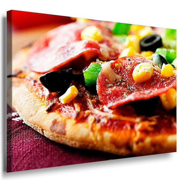 Pizza Leinwandbild AK Art Bilder Mehrfarbig Wandbild Kunstdruck Wanddeko TOP XXL