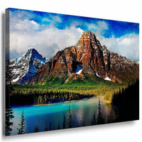 Gebirge See Leinwandbild AK Art Bilder Mehrfarbig Wandbild Kunstdruck Wanddeko