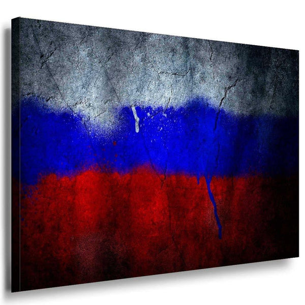Flagge Russland Leinwandbild AK Art Bilder Mehrfarbig Kunstdruck Wandbild XXL
