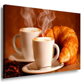 Croissant Kaffe Heis Leinwandbild AK Art Bilder Mehrfarbig Kunstdruck Wandbild