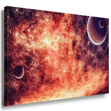 Weltraum Feuer Planeten Rot Leinwandbild AK Art Bilder Mehrfarbig Kunstdruck XXL
