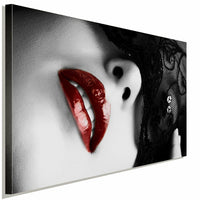 Frau Erotik Rote Lippen Leinwandbild AK ART Wanddeko Wandbild