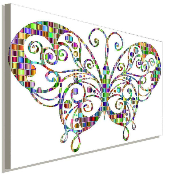 Schmetterling Bunt Abstrakt Weis Leinwandbild AK Art Bilder Wanddeko Wandbild