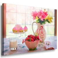 Morgen Fruhstuck Milch Blumen Leinwandbild AK Art Bilder Mehrfarbig Kunstdruck
