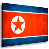 AK Art Bilder Flagge Nordkorea Leinwandbild Mehrfarbig Kunstdruck Wandbild XXL
