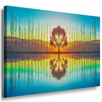 Baum Wasser See Leinwandbild AK Art Bilder Mehrfarbig Kunstdruck XXL Wandbild